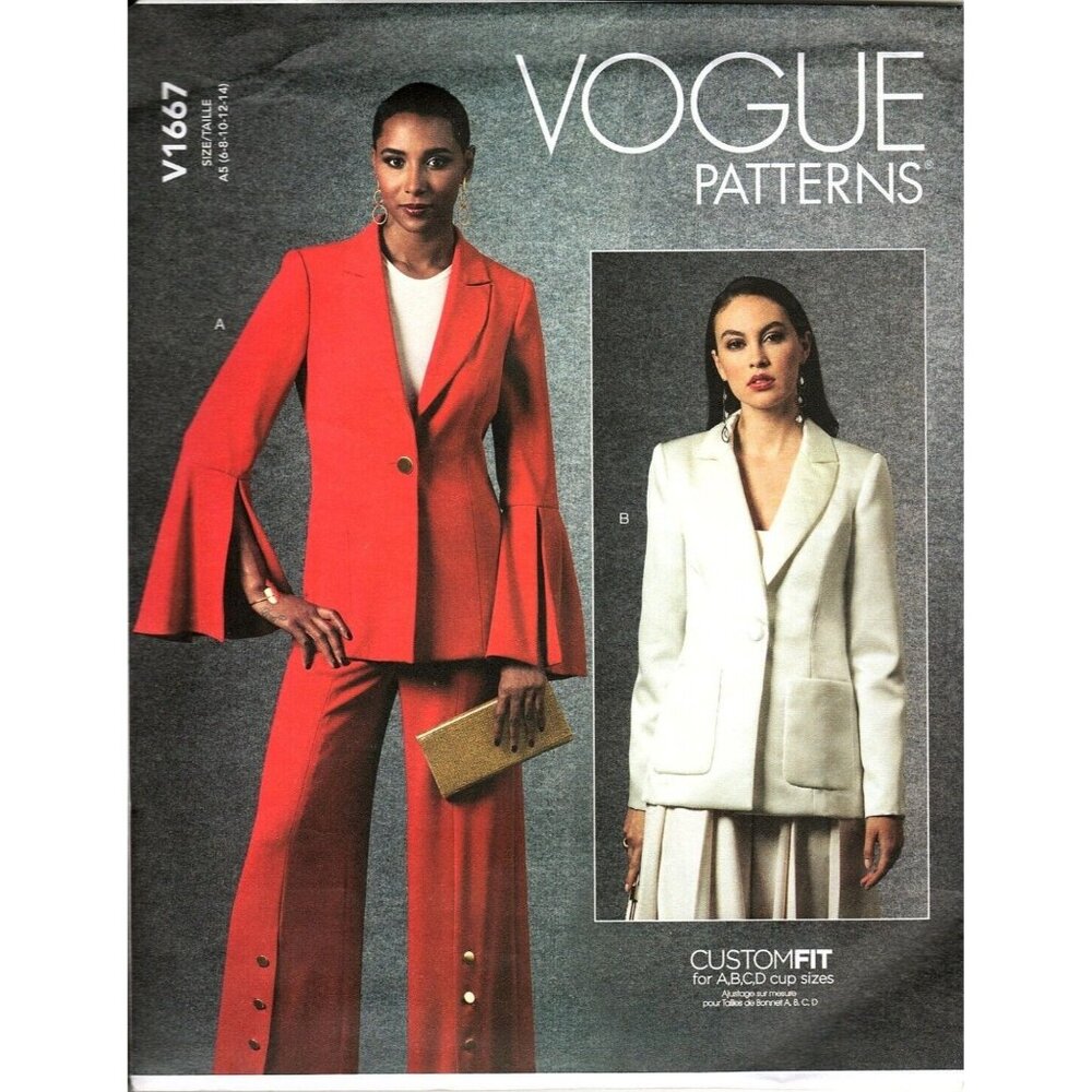 Vogue V1667 Misses 6 to 14 Blazer Jacket Uncut Sewing Pattern
